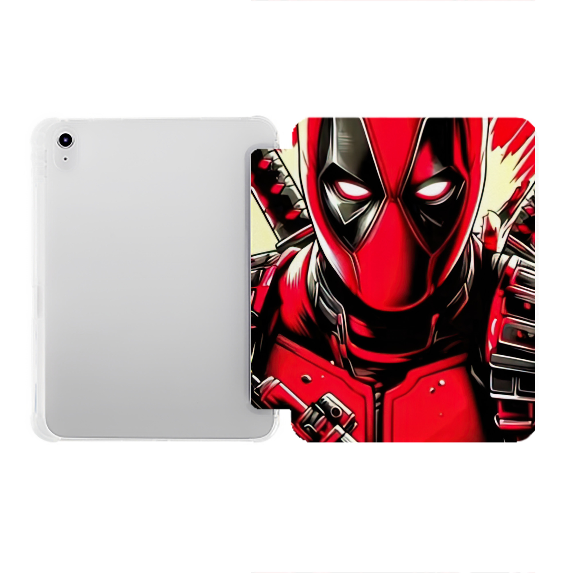 （画像用） Deadpool デッドプール IPad ケース ペン収納付き 三つ折りスタンド PUレザー×シリコン 対応機種9.5/10.5/10.9インチ